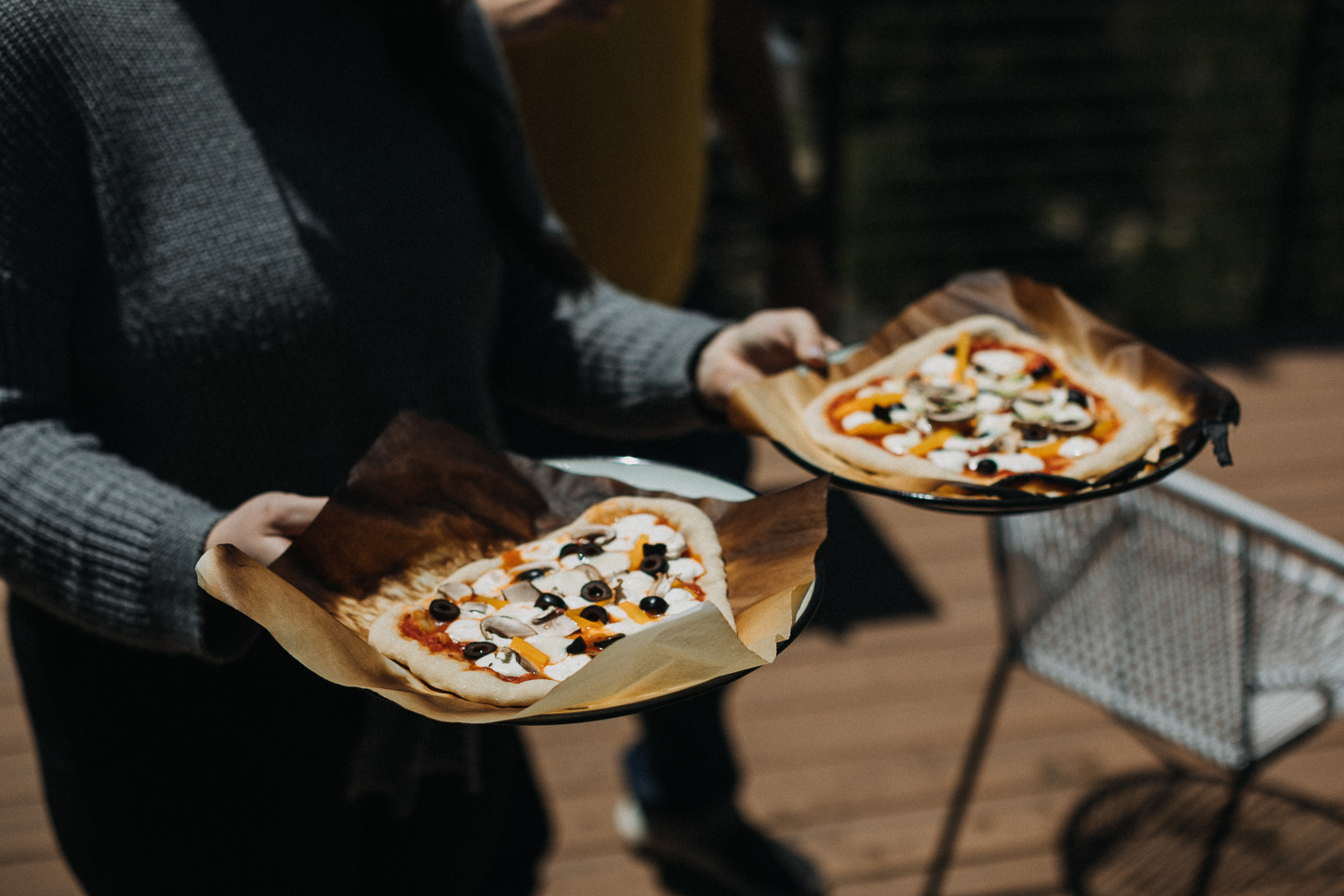 Each guest created their own personal pizzas that were grilled on the patio