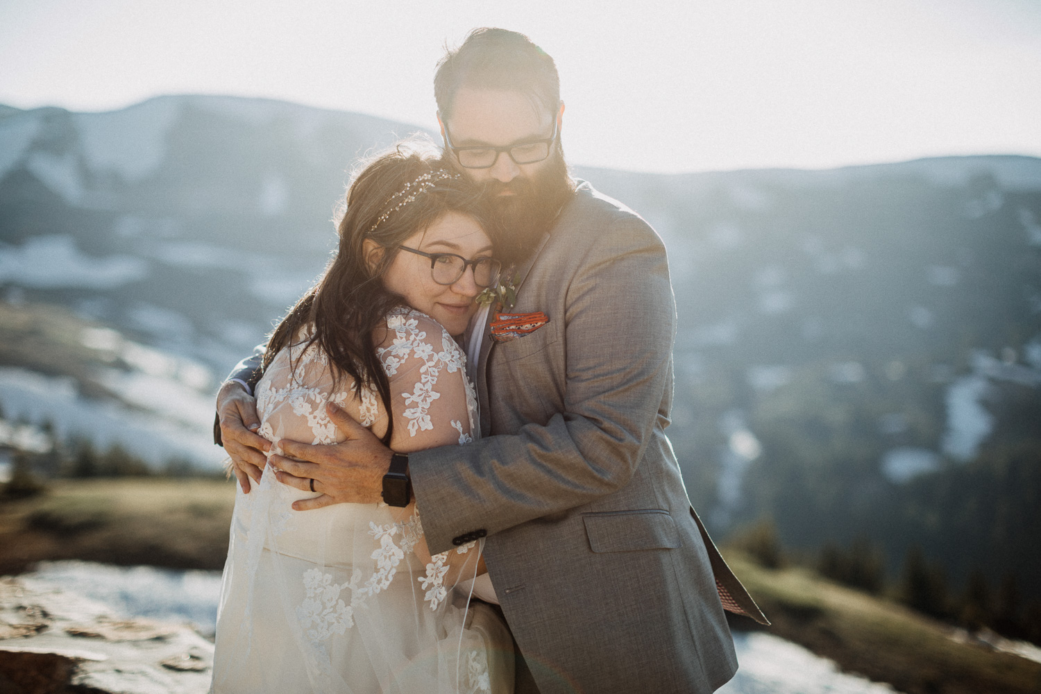 Bride and groom at Loveland Pass in Colorado