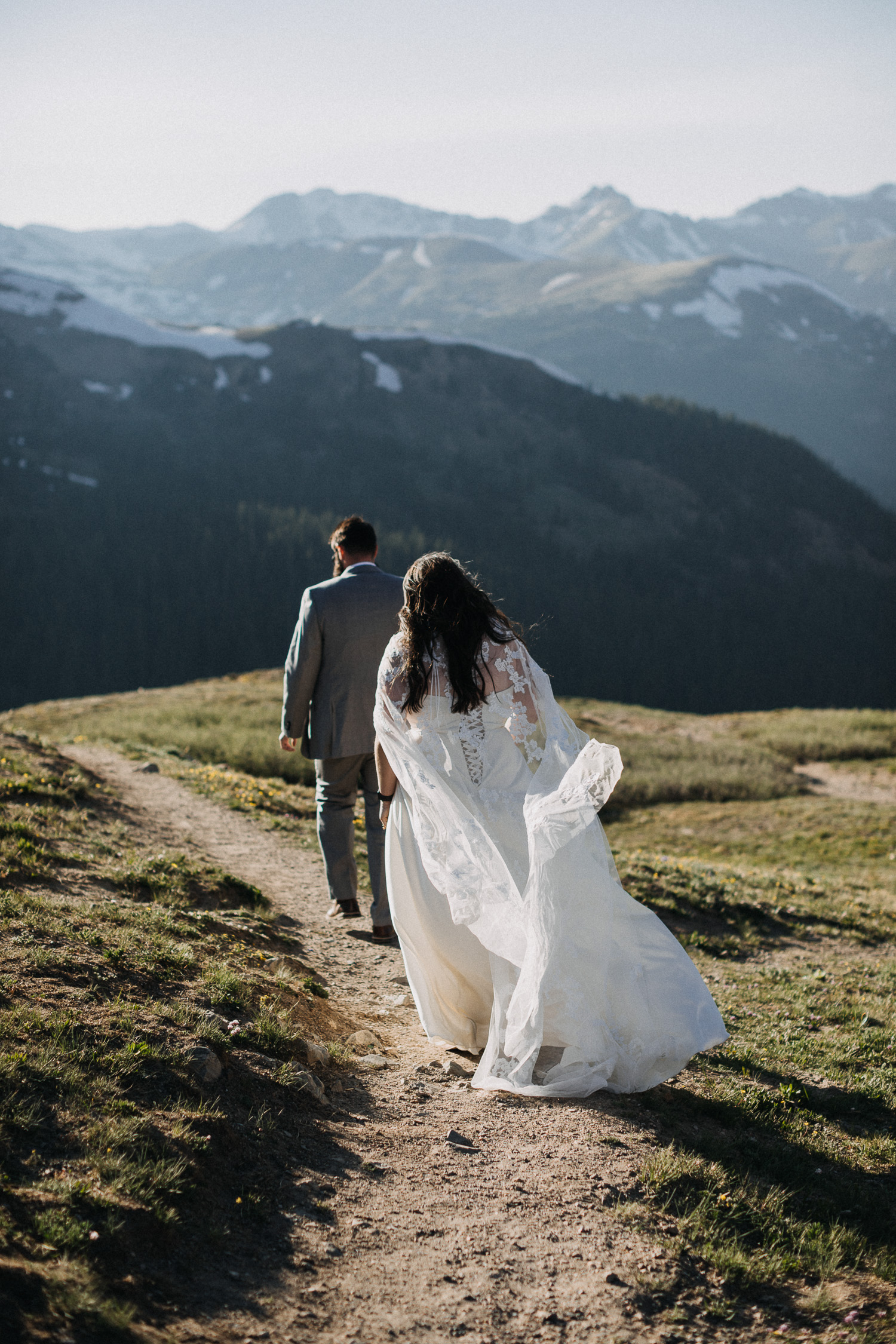 Bride and groom at Loveland Pass in Colorado