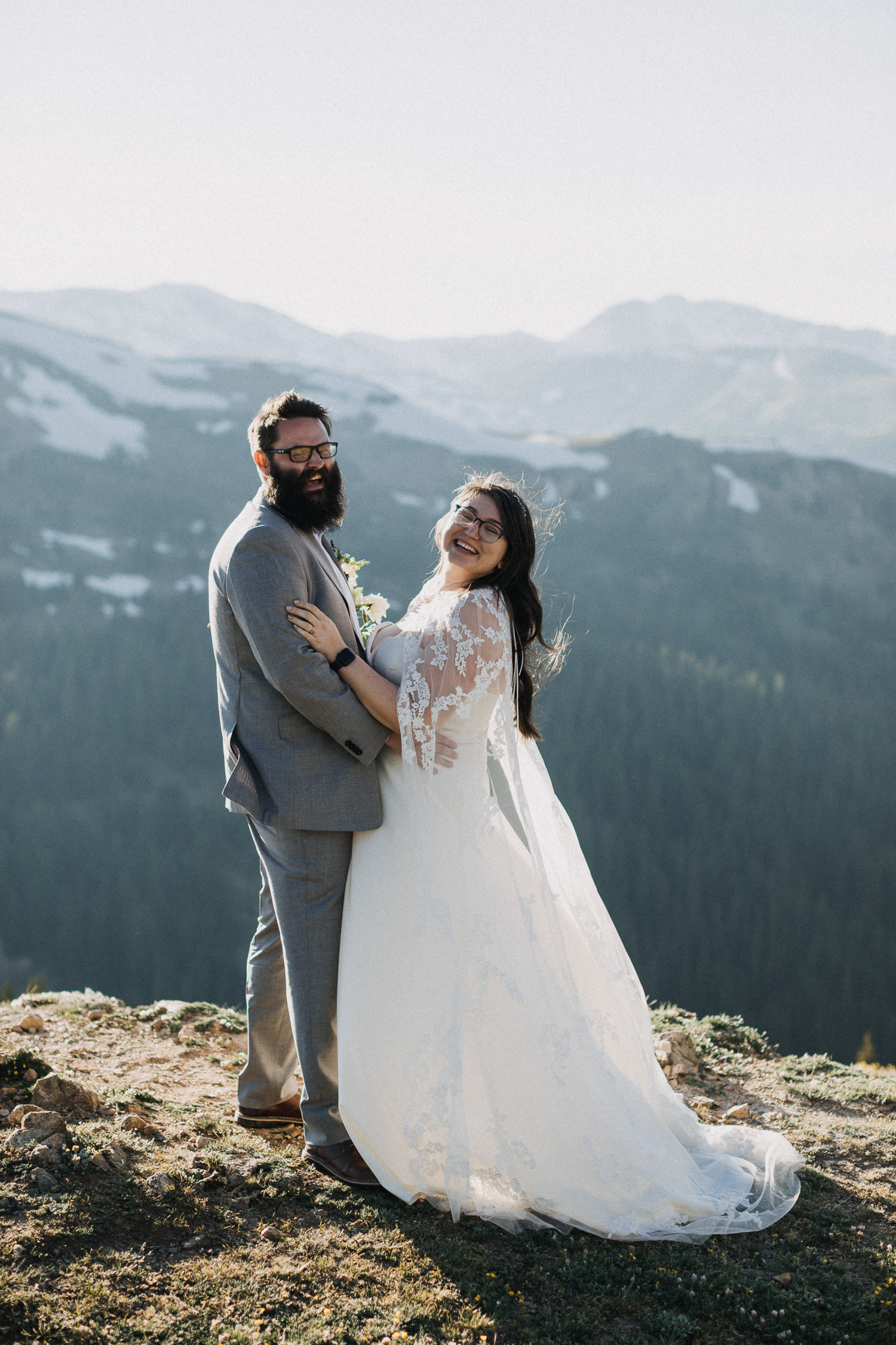 Bride and groom at Loveland Pass in Colorado