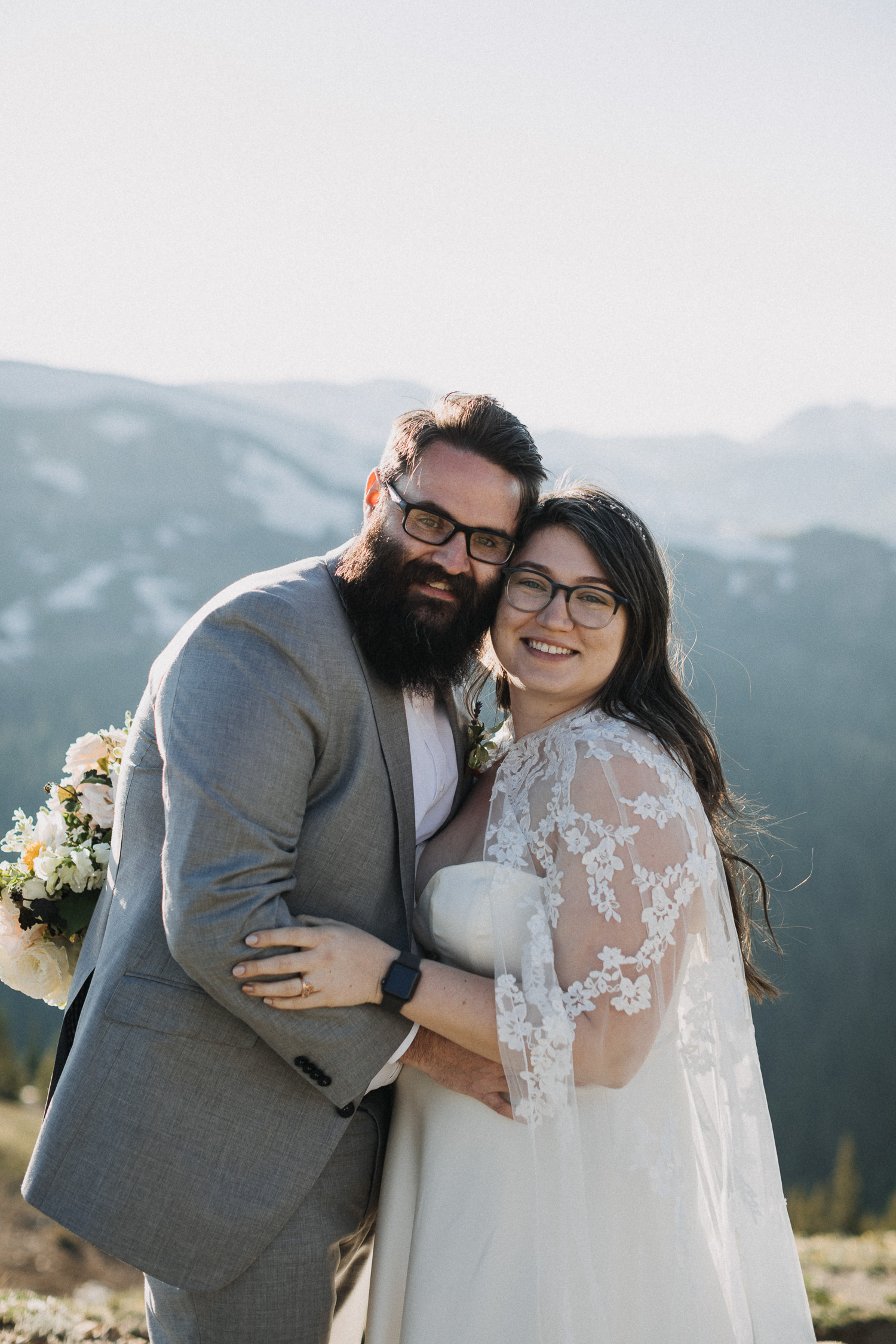 Bride and groom at Loveland Pass in Colorado