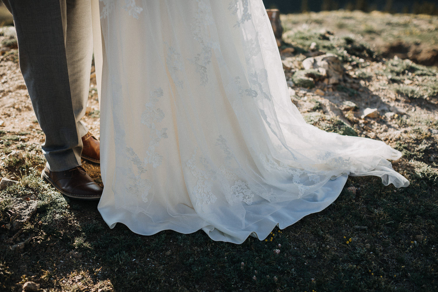 Lacy wedding gown details